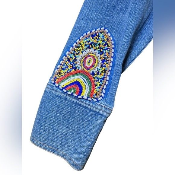 Vintage Jones Sport Jean Jacket with Beautiful Beadwork and Flat Front Pockets - Picture 8 of 8